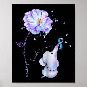 Poster Prevenção ao suicídio Sensibilização Elefante Flor