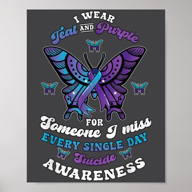 Poster Prevenção ao Suicídio Use Verde-azulado Roxo Algué (Frente)