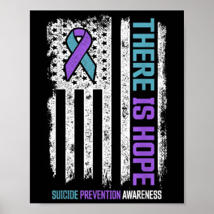 Poster Prevenção de Suicídio Bandeira Americana Esperança
