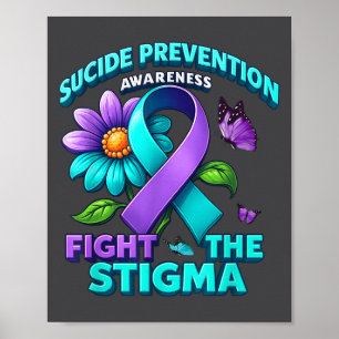 Poster Prevenção de Suicídio Suporte Combater Estigma Con
