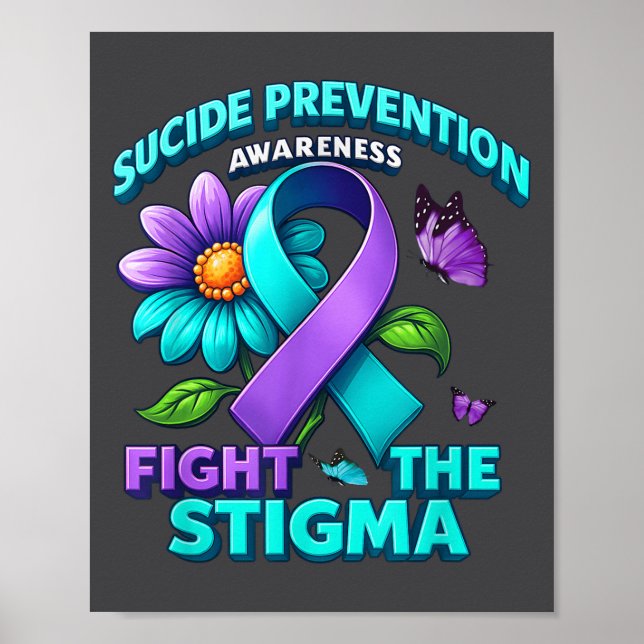 Poster Prevenção de Suicídio Suporte Combater Estigma Con (Frente)