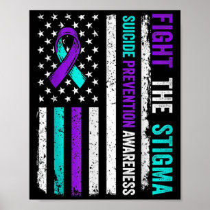 Poster Prevenção de Suicídio Suporte Combater Estigma Con