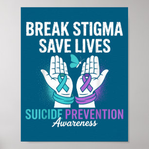 Poster Prevenção de Suicídio Suporte Quebre Estigma Consc