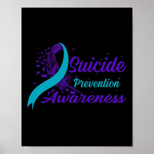 Poster Prevenição De Suicídio Com Semicolão De Fita Teal  (Frente)