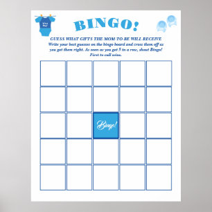 Poster Previsão de Chás de fraldas Bingo Boy e conselhos.