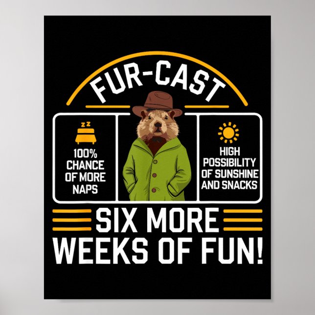 Poster Previsão do Dia da Marmota Piada Sarcasmo Engraçad (Frente)