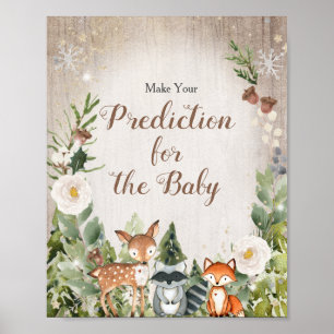Poster Previsão Floral da Floresta Animal de inverno para