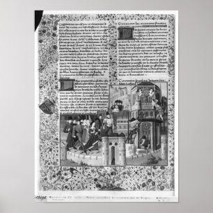 Póster Priam a observar a reconstrução de Troia