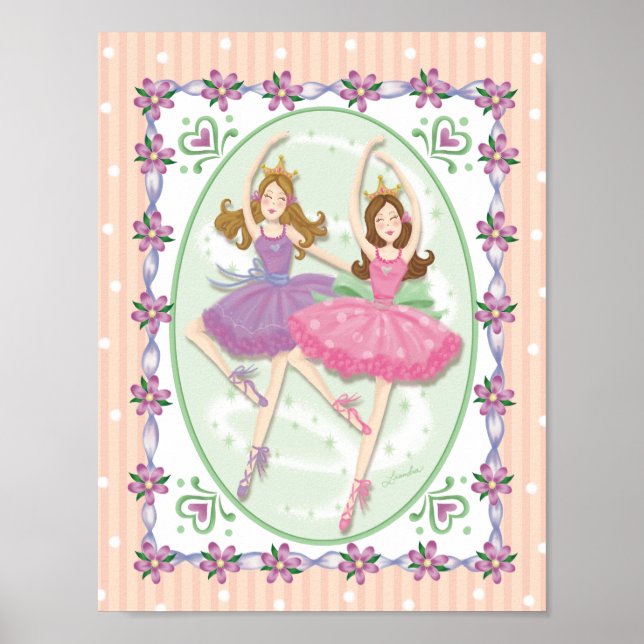 Poster Prima Ballerinas Gêmeos Pêssegos Cameo Stripentead (Frente)