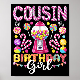 Poster Prima da Menina do Aniversário Doce Doce Aniversár