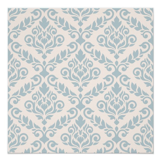 Póster Prima Damask Big Ptn Blue em Creme (Frente)