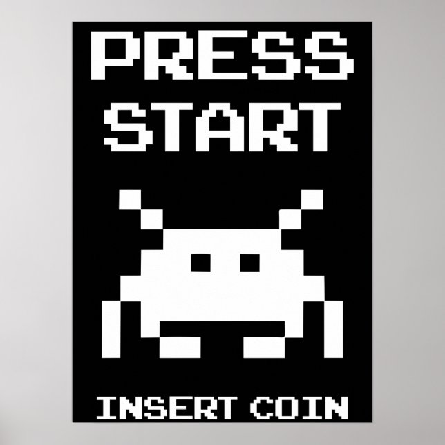 Poster Prima Start Insert Coin gamer design (Frente)
