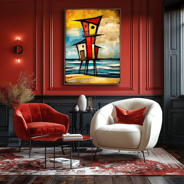 Poster Primal Watch — Abstract Expressionist Beach Tower (Criador carregado)