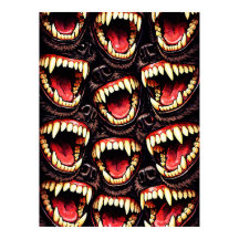 Primal Wolf Pack Snarling Fangs Horror Pop Art