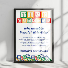 Poster Primary Colors Blocks Time Capsule 1st Birthday