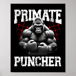 Poster Primate Puncher Boxando Muscular Gorilla Boxer Ape