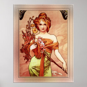 Poster Primavera A Beleza do Ouro por Alphonse Mucha