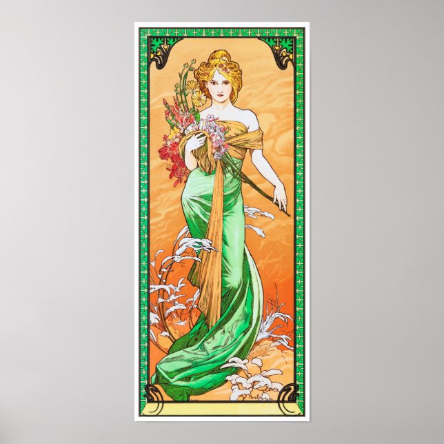 Poster Primavera, Alphonse Mucha (Frente)