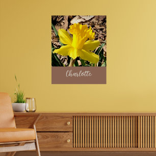 Poster Primavera amarelo Daffodil no nome personalizado d