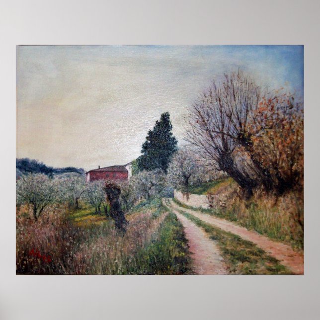 Póster PRIMAVERA ANTERIOR EM VERNALESE/Paisagem Toscana (Frente)