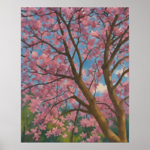 Poster Primavera - Árvore do Flor e Pintura do Céu Azul