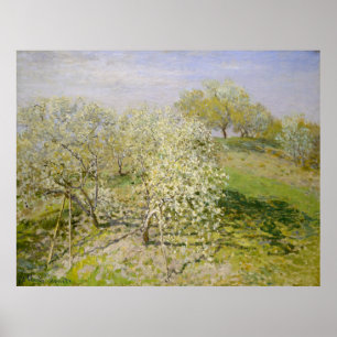 Póster Primavera (árvores de fruta na flor) Claude Monet