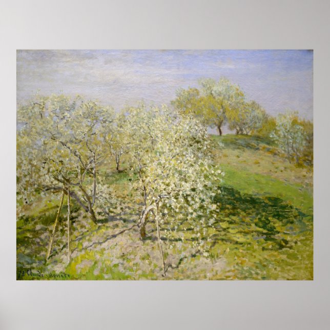 Póster Primavera (Árvores Frutas em Bloom) Claude Monet (Frente)