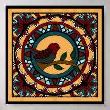 Primavera Bird Mandala-impressão