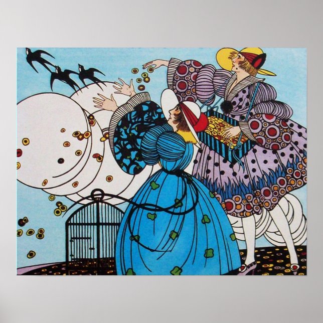 PÓSTER PRIMAVERA BIRDS/DESIGNADOR DE CUSTOS DE FASHION (Frente)