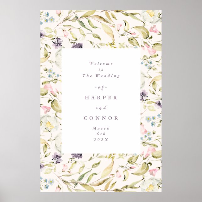 Poster Primavera Boho Wildflower Pampas Wedding (Frente)