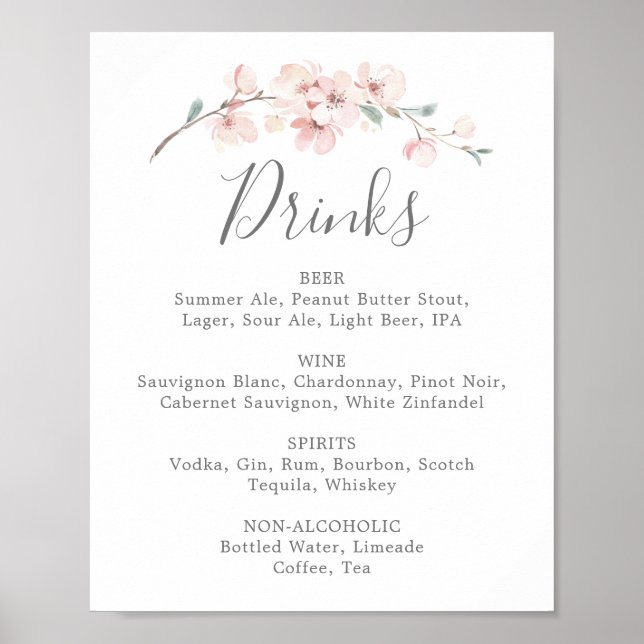 Poster Primavera Cherry Blossom Wedding Being Menu Sign (Frente)