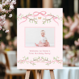 Poster Primavera cor-de-rosa Foto do primeiro aniversario