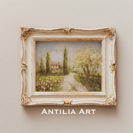 Poster Primavera Cottage Landscape Vintage Country House