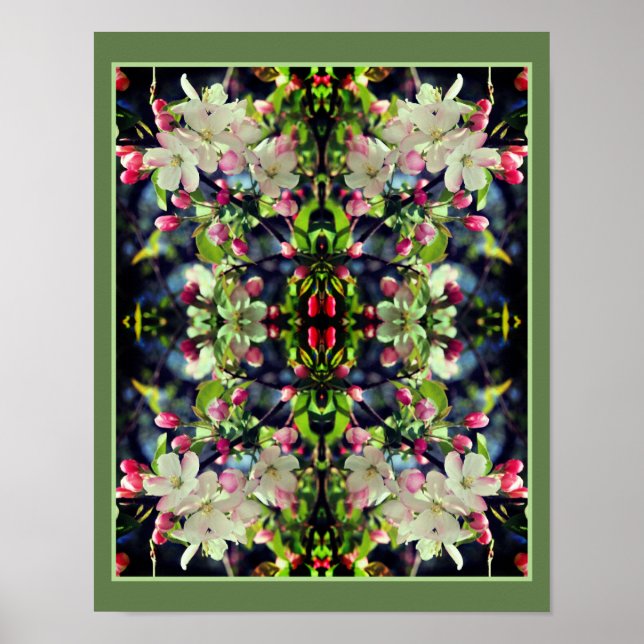 Poster Primavera Crabapple Blossoms Mirror Abstrato (Frente)