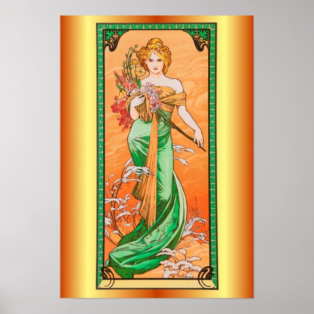 Poster Primavera de Alfons Mucha ~ 1900 ~ (Frente)