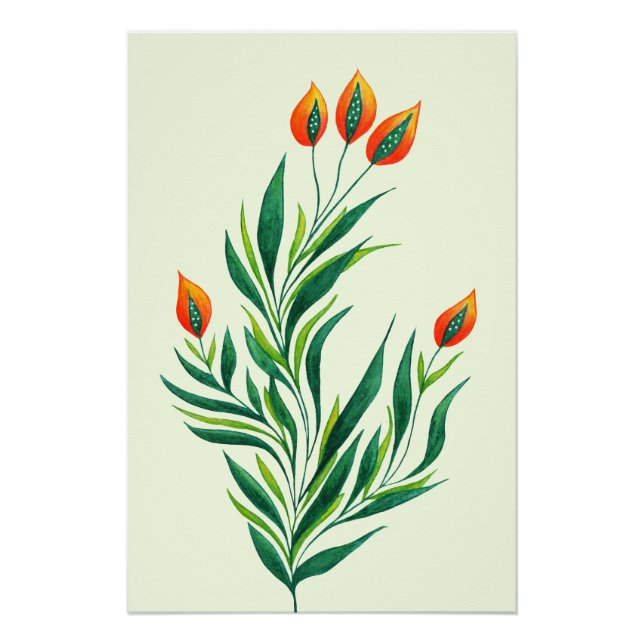 Póster Primavera de Arte Botânica abstrato (Frente)