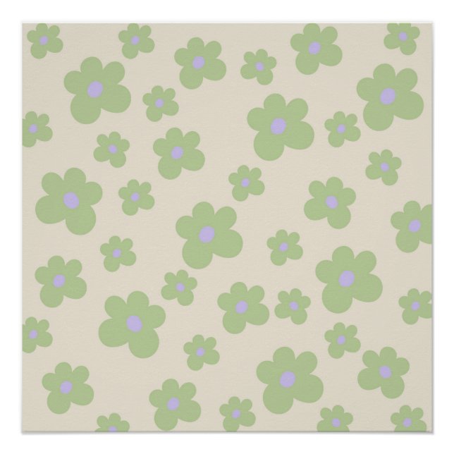 Póster Primavera de Arte Vibrante Verde Y2K Escuro (Frente)