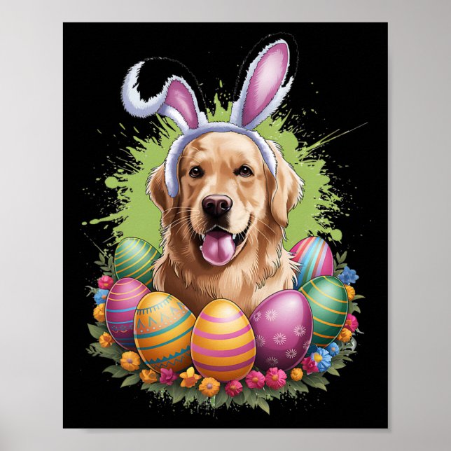 Poster Primavera de Ovos de Páscoa de Coelhinhos de Cacho (Frente)