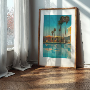 Poster Primavera de Palma Chic: Piscina do Motel Vintage-