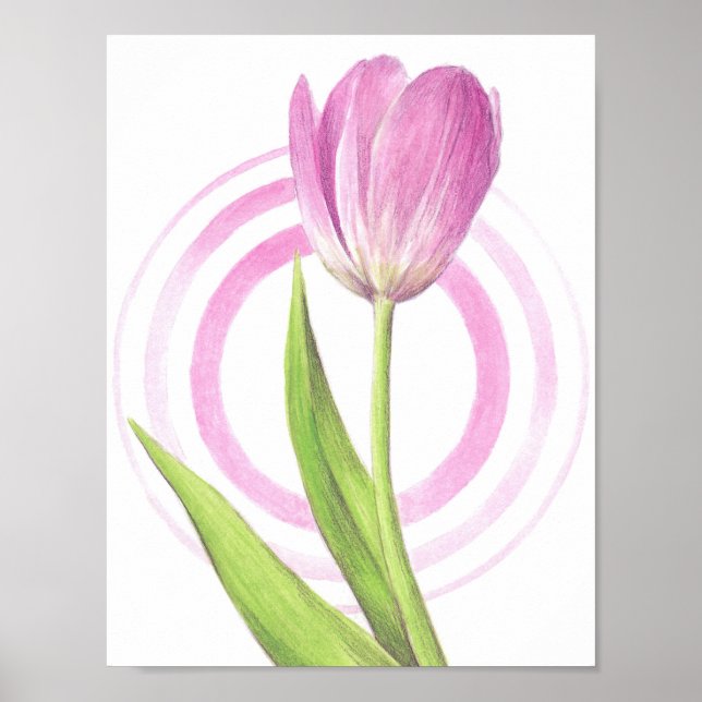 Poster Primavera de Tulipa Rosa bonito (Frente)