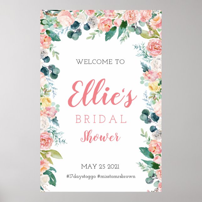 Poster Primavera floral chá de panela, placa de festa do  (Frente)