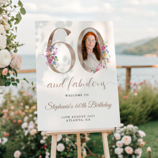 Póster Primavera Floral Foto 60th Birthday Bem-vindo