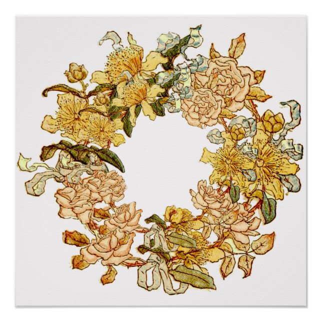 Póster Primavera Floral Frota Flor-Rosa Flor-Rosa Arte (Frente)