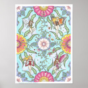 Poster Primavera Garden Fairy Inseto Fantasy Art Mandala
