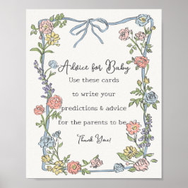 Poster Primavera Garden Party Floral Chá Advice para Bebê