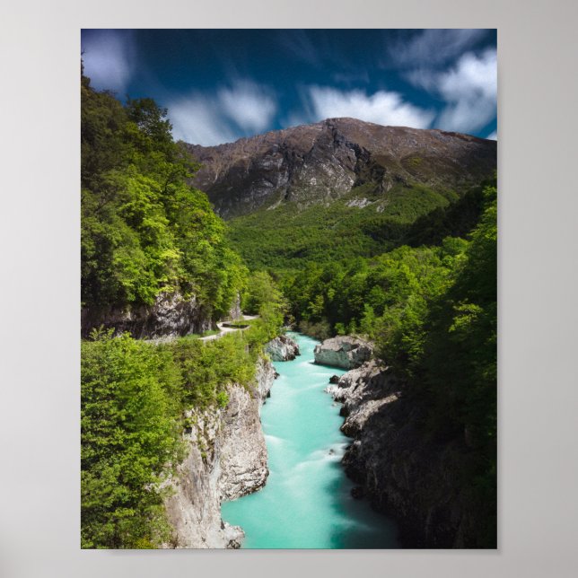 Poster Primavera no rio Soča a partir da ponte de Napoleã (Frente)