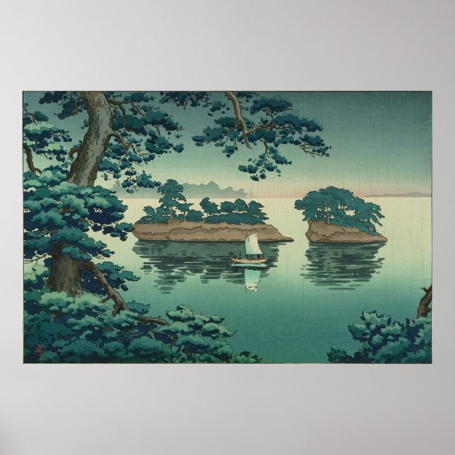 Poster Primavera Rain, Matsushima - Arte da Paisagem Japo (Frente)