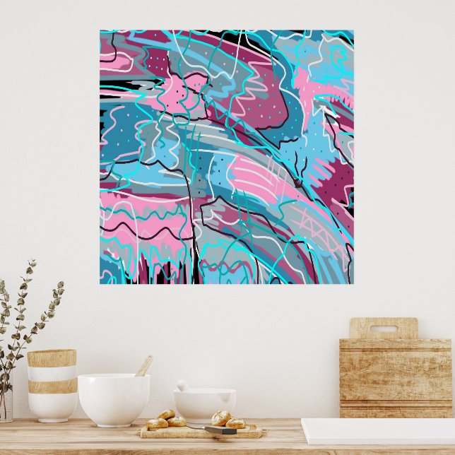 Poster Primavera Waters Abstrato de Arte (Cozinha)