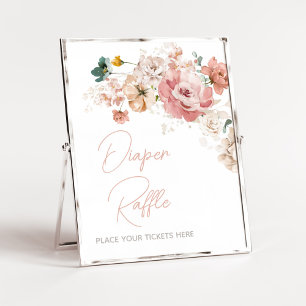 Poster Primavera Wildflower Chá de fraldas Raffle