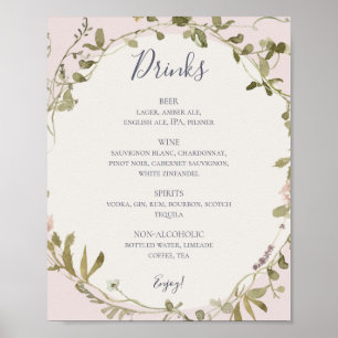Poster Primavera Wildflower Posto de Menu Bebidas Negra